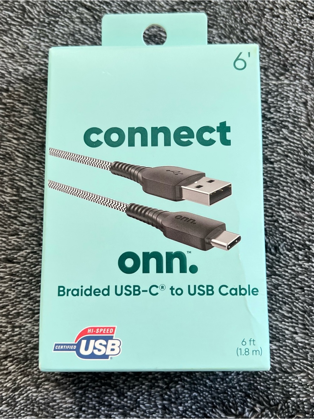 Onn Braided USB-C to USB Cable
